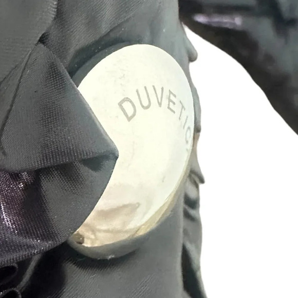 Duvetica Black Patent Real Down Coat Jacket Snap-Down Ruffle Rare Size Small 38 - Picture 13 of 16